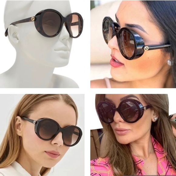 GUCCI HAVANA ROUND OVERSIZED SUNGLASSES, ON LIST 50 MOST ICONIC SHAPES - Picture 11 of 16